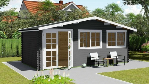 Gartenhaus holz mit - mit, vordach