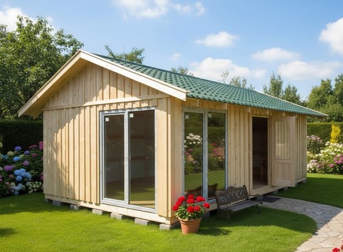 Holzhaus 4x6m aus fichte mit - holzhaus,